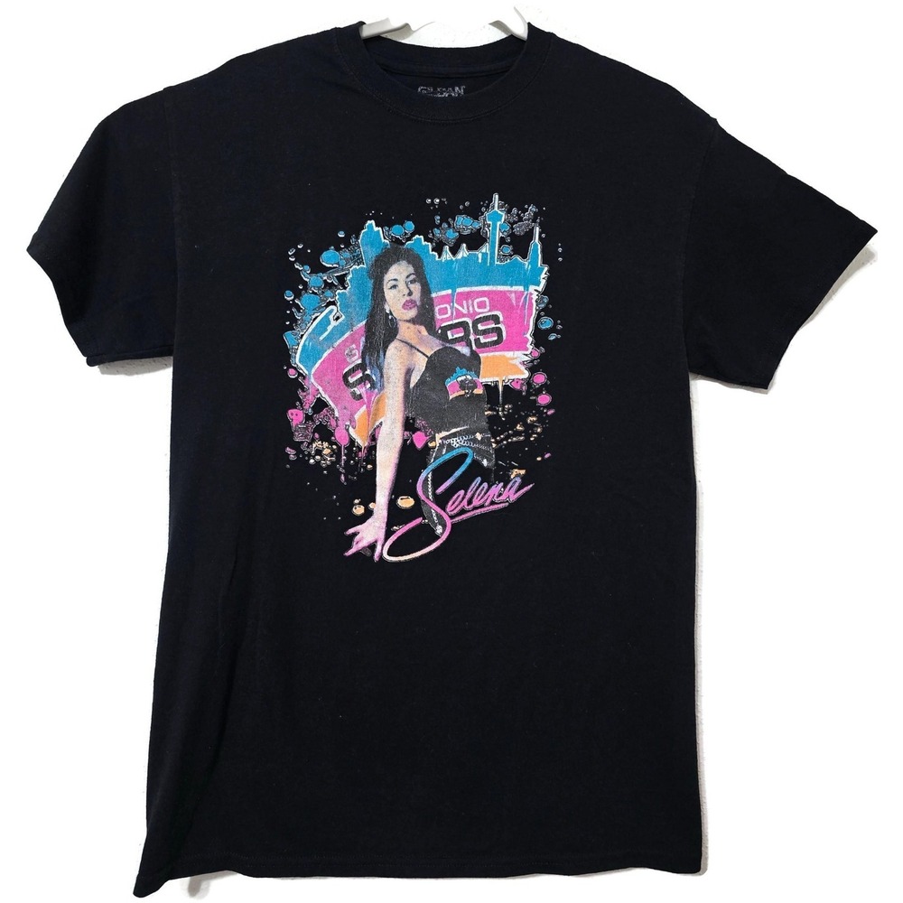 Selena San‎ Antonio Spurs Shirt Mens Medium Black Graphic Tee Gildan Basketball
